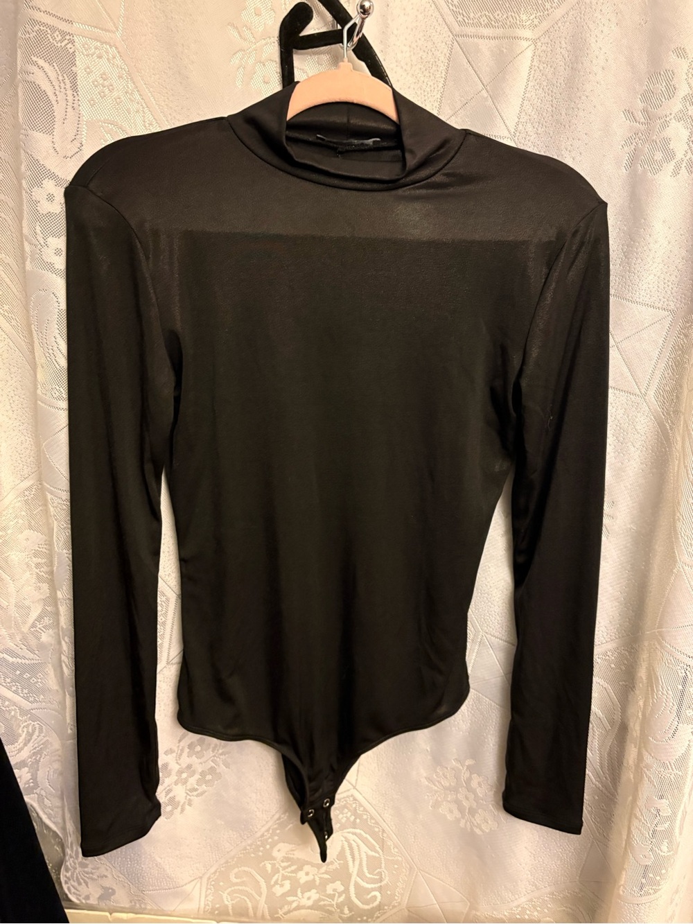Zara Black Long-Sleeve Mock Neck Bodysuit